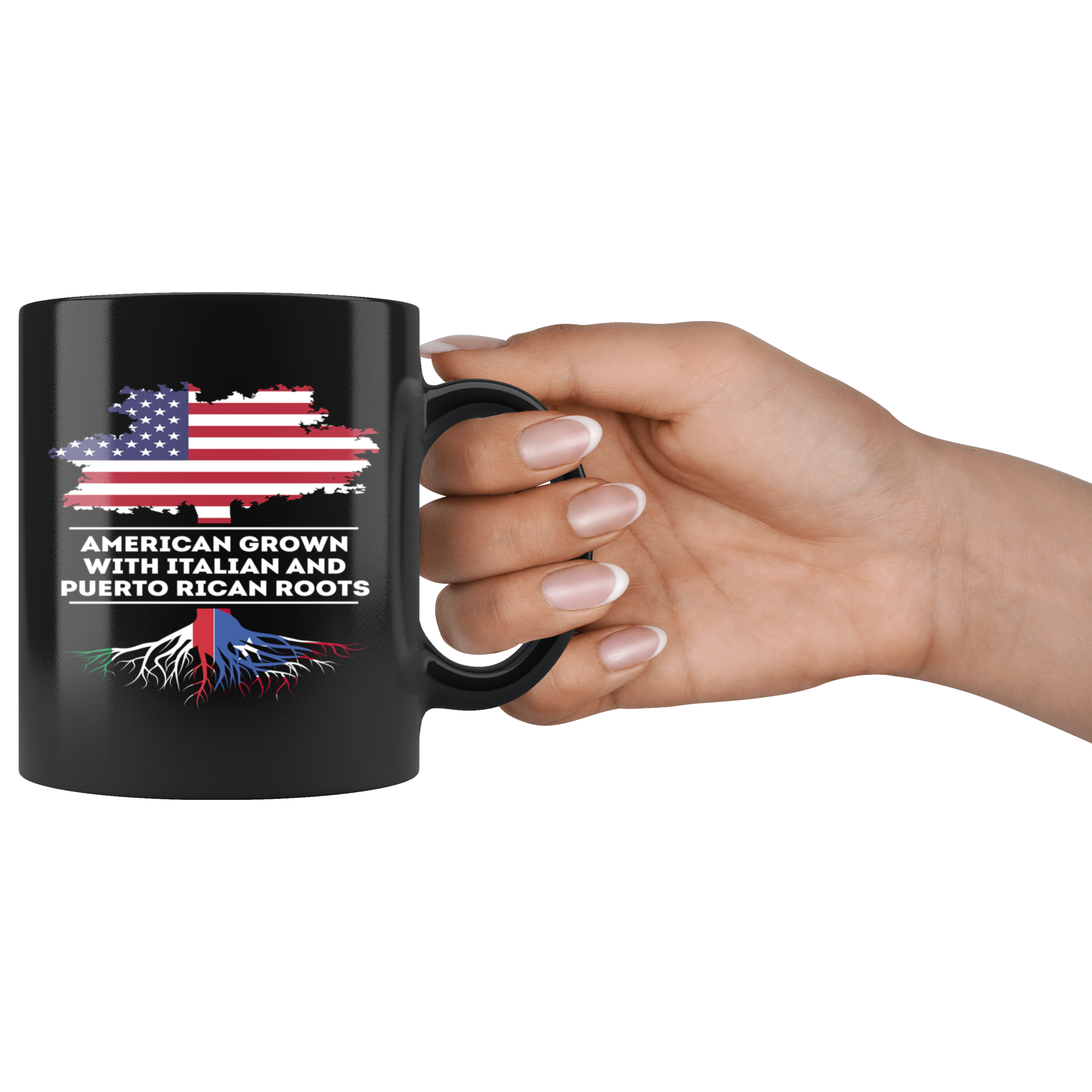 American-Italian Mug,Italian-Puerto Rican Roots - American grown with Italian and Puerto Rican roots-Coffe Mug, Tea Cup