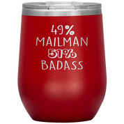 Mailman Gift, 49% Mailman, Badass, 12oz Tumbler, Travel mug, Coffee Tumbler, Present for Mailman Colleague