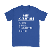 Golf Golf instructions: 1.Swing 2. Swear 3. Look for ball 4.Repeat Gift, Woman's tee, Unisex T-shirt, V-neck, Summer Apparel