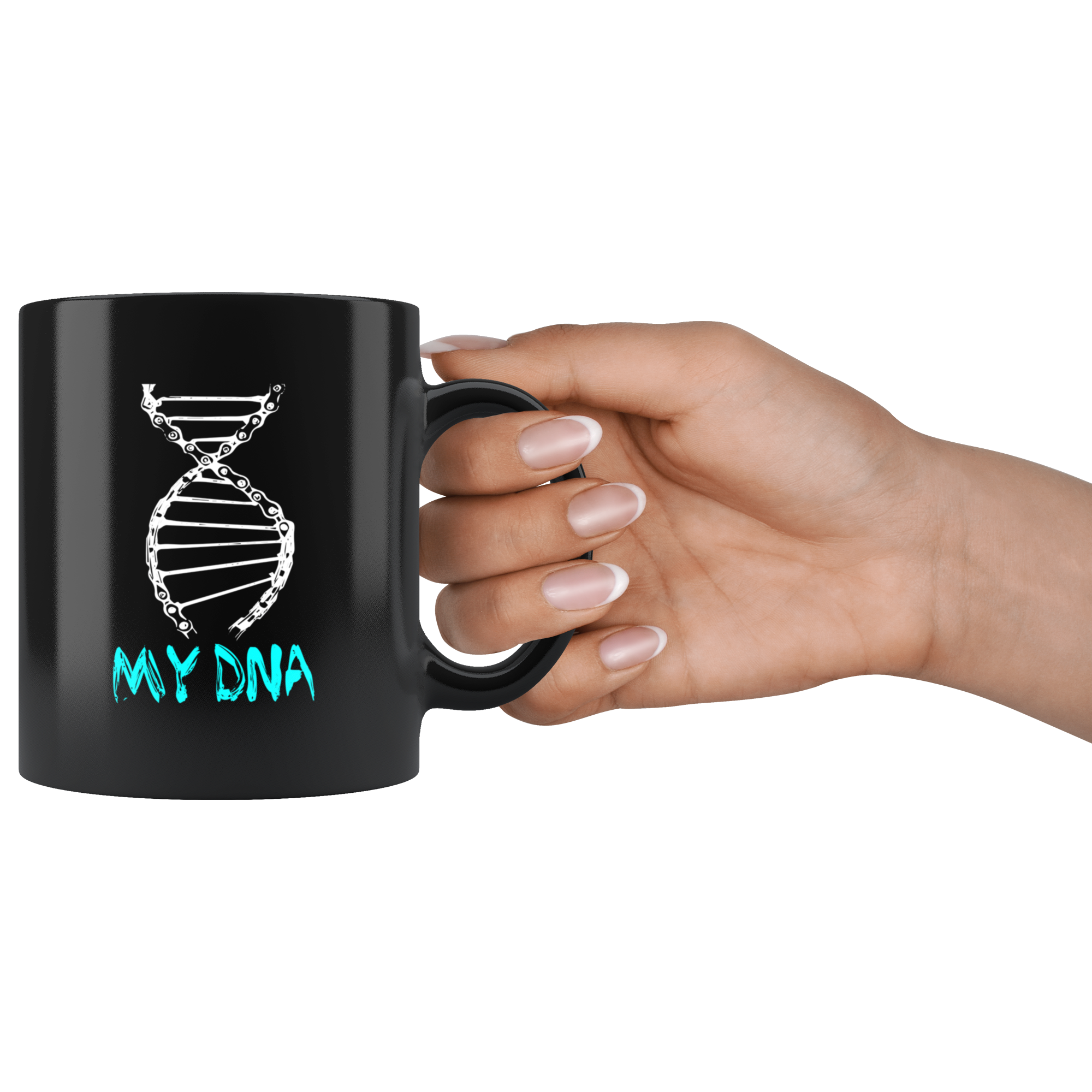 Bicycle DNA Gift, Christmas, Birthday Present, Cycling Black Mug