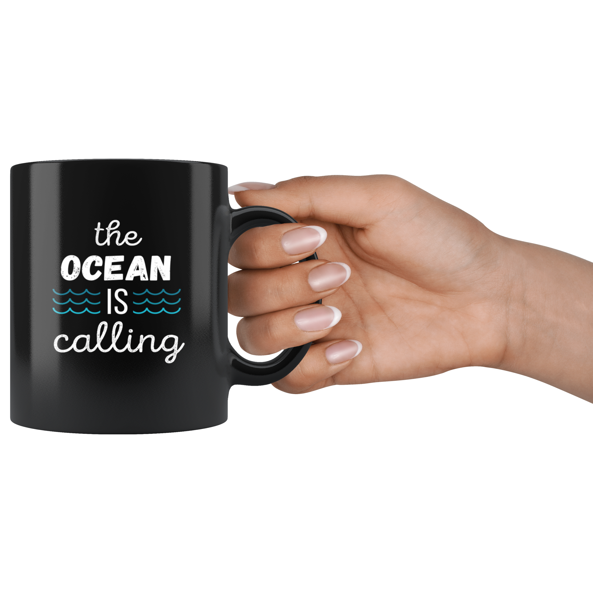 Surfing Coffee Mug Gift - The ocean is calling - Surfer gift 11oz Blacк