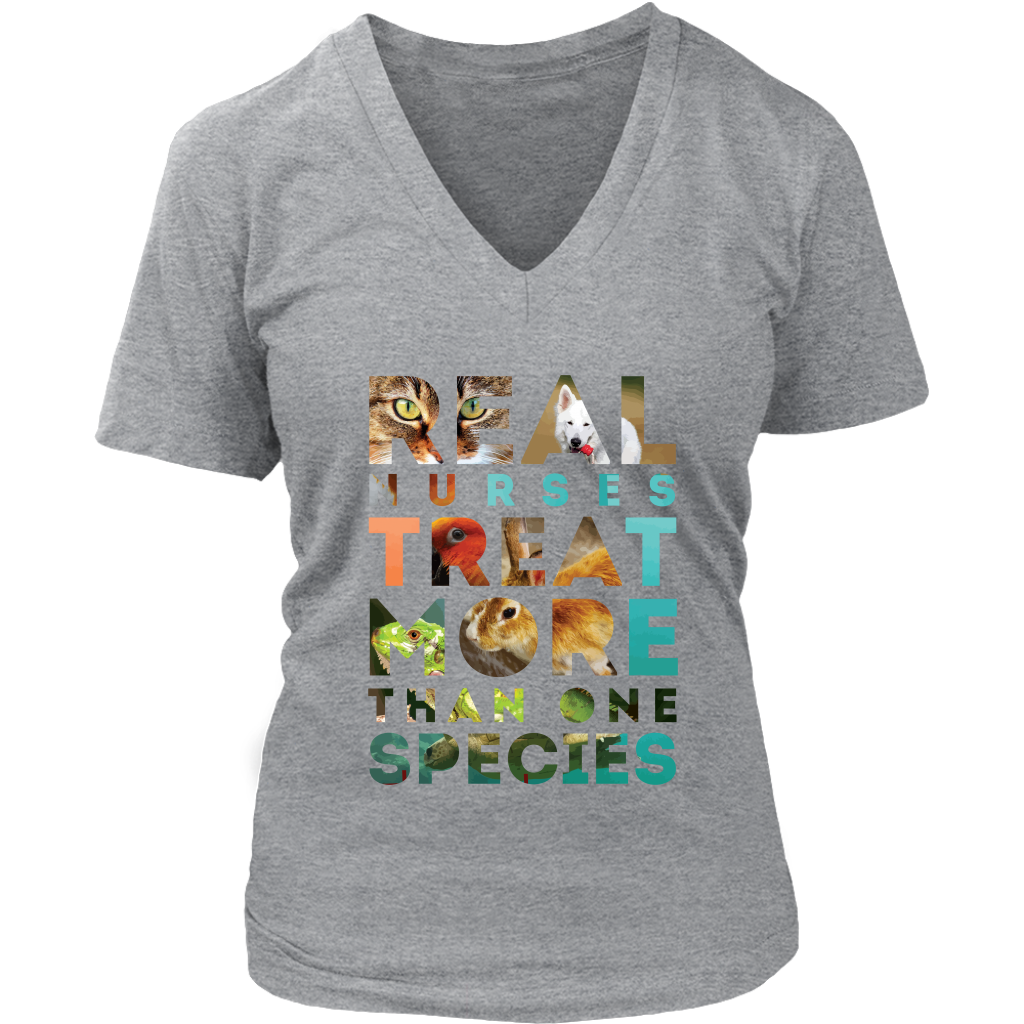 Vet Nurse Real nurses treat more than one species Gift, Woman's tee, Unisex T-shirt, V-neck, Summer Apparel