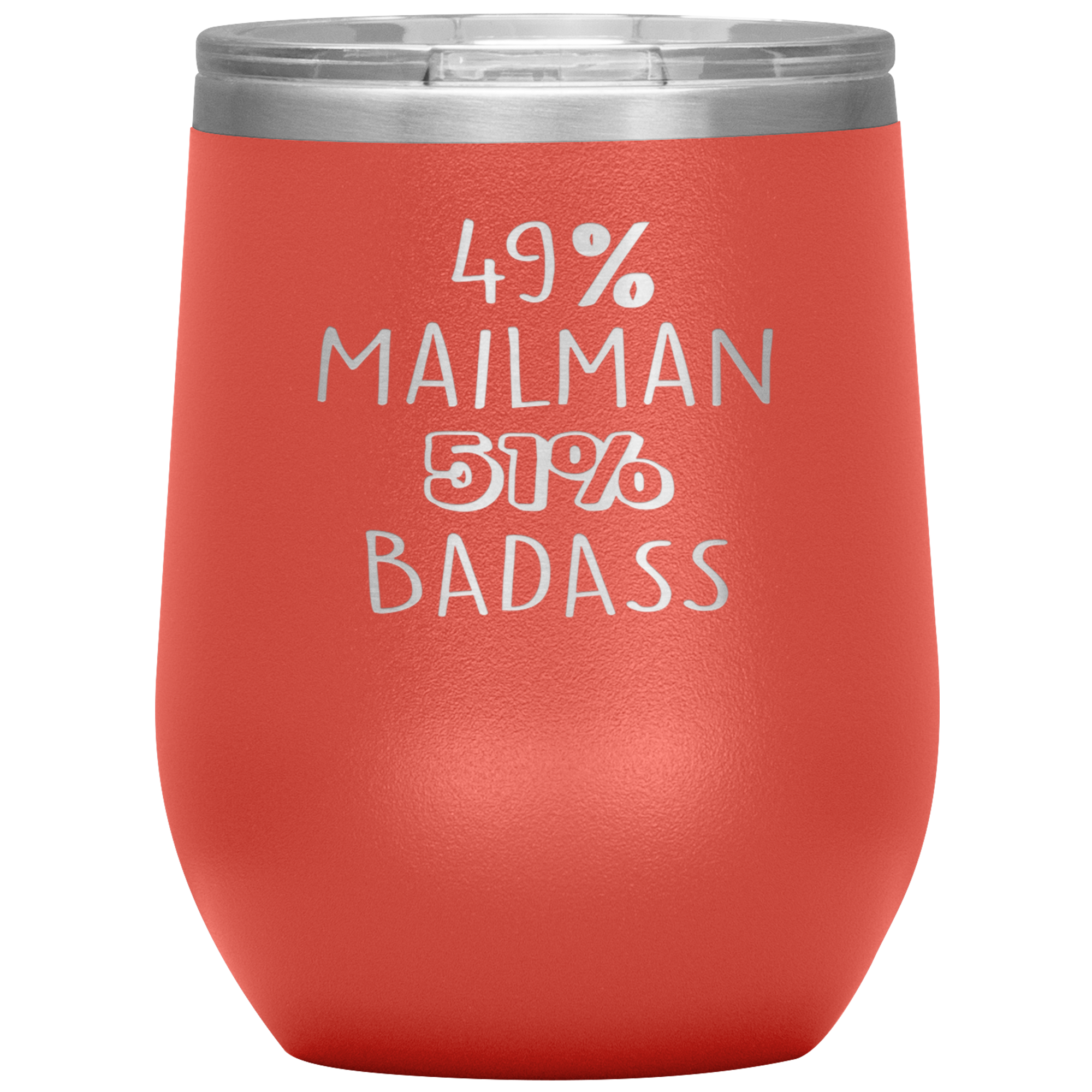 Mailman Gift, 49% Mailman, Badass, 12oz Tumbler, Travel mug, Coffee Tumbler, Present for Mailman Colleague