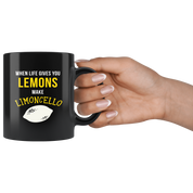 Mug Italian-American, Italian Heritage - When life gives you lemons make limoncello mug - Italian Mugs Italian Coffee Mugs (11oz) Black