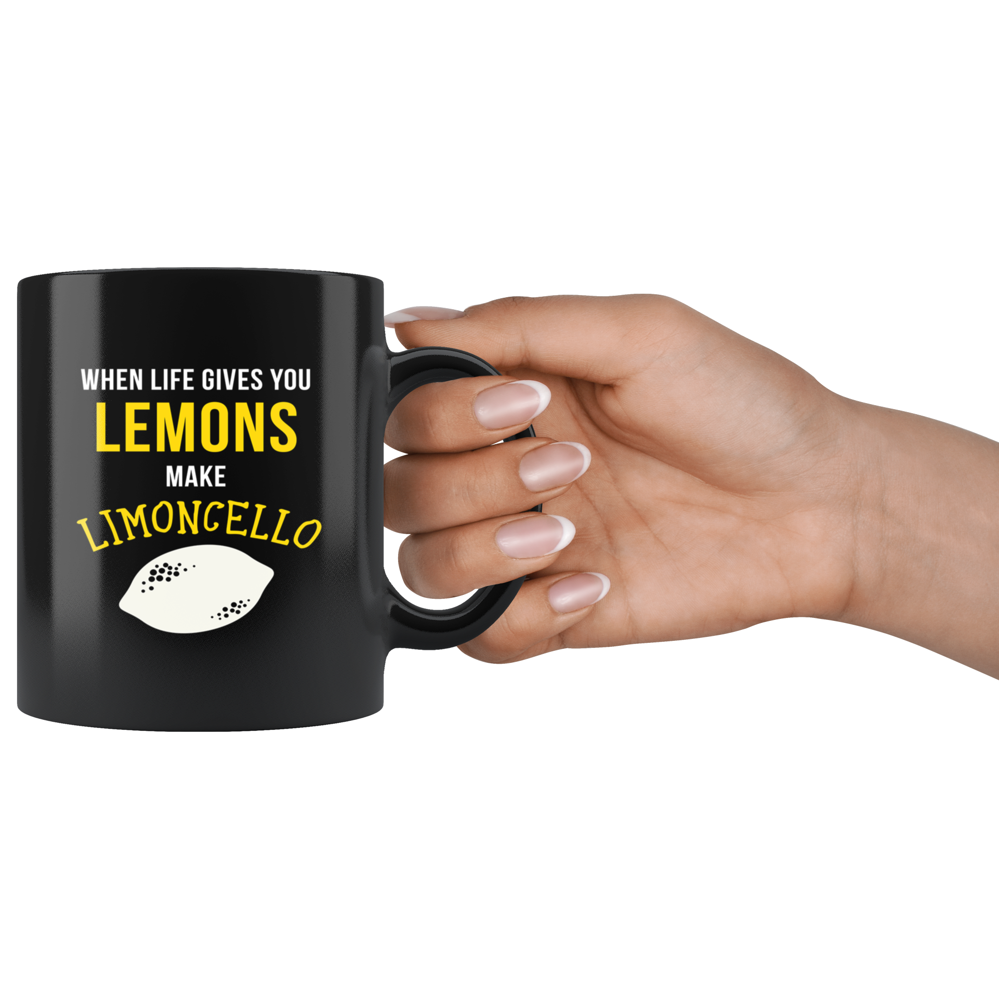 Mug Italian-American, Italian Heritage - When life gives you lemons make limoncello mug - Italian Mugs Italian Coffee Mugs (11oz) Black