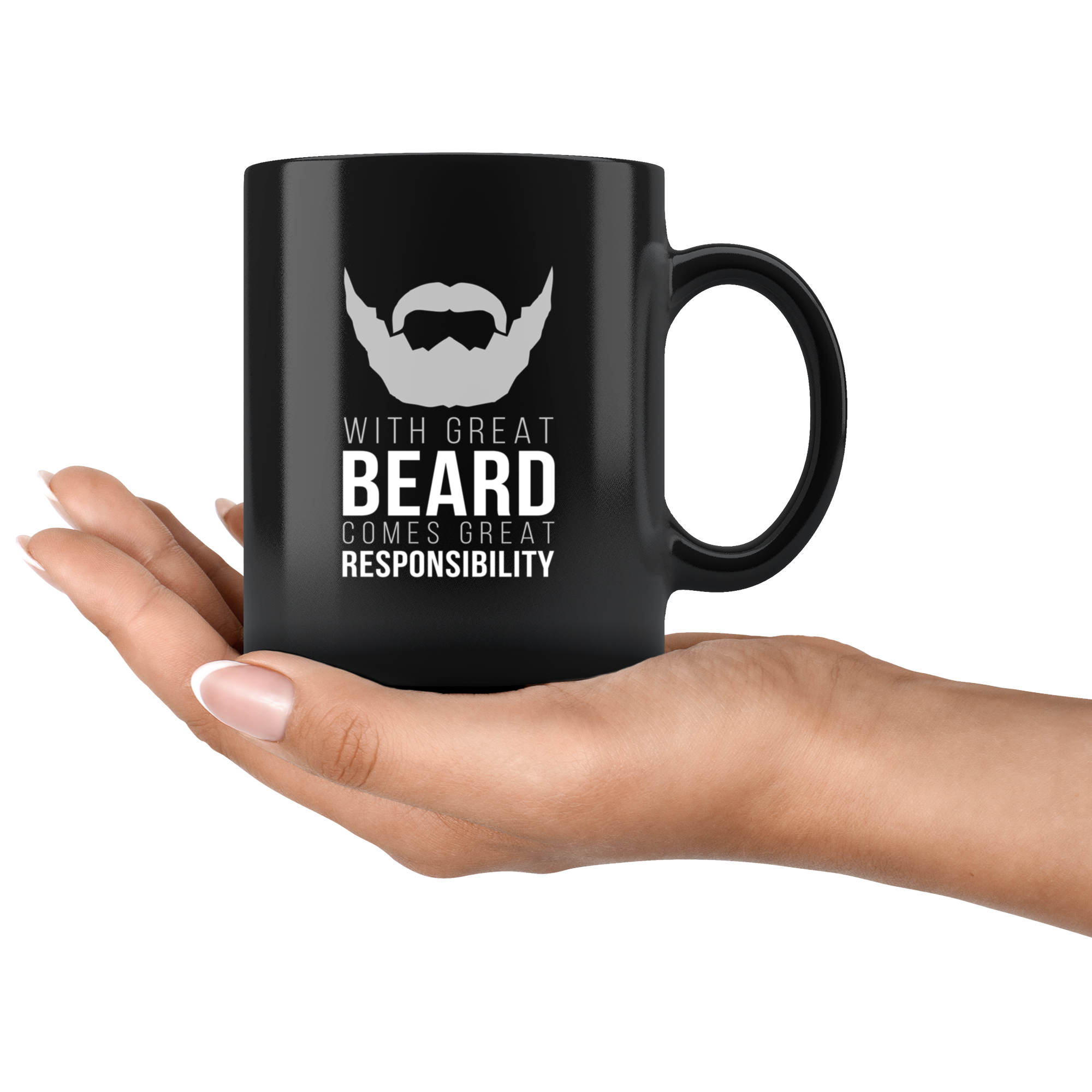 Beard mug beard cup With great beard comes great responsibility mug - beard gifts beard funny gifts beard mugs (11oz) Black