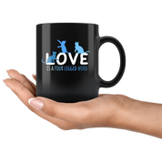 Cats gifts cats mugs - Love is a four legged word mug - cats cup cats cups cats funny (11oz) Black