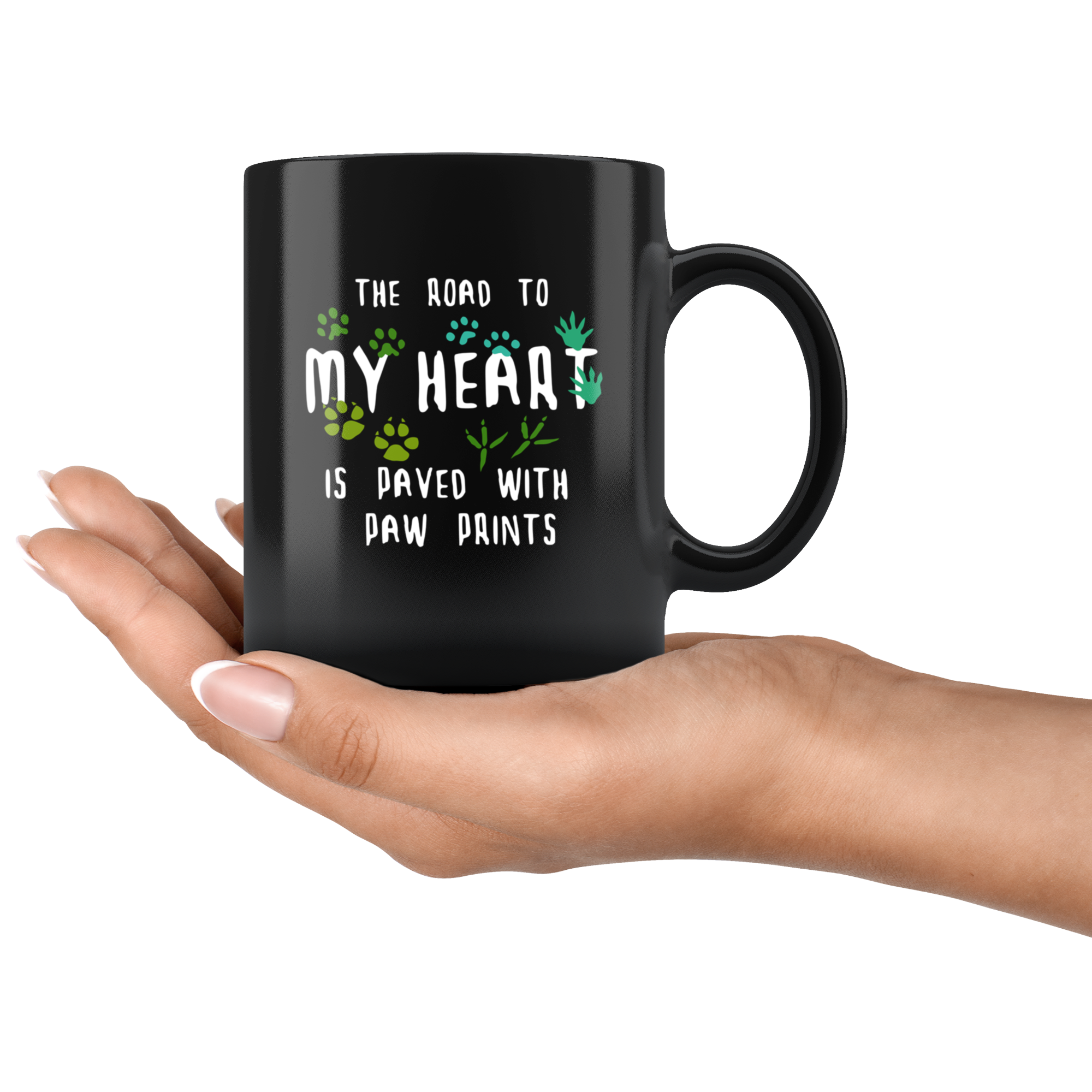 Mug Veterinarian mug The road to my heart is paved with paw prints mug - Vet Nurse coffee mug Veterinary coffee cup Black (11oz)