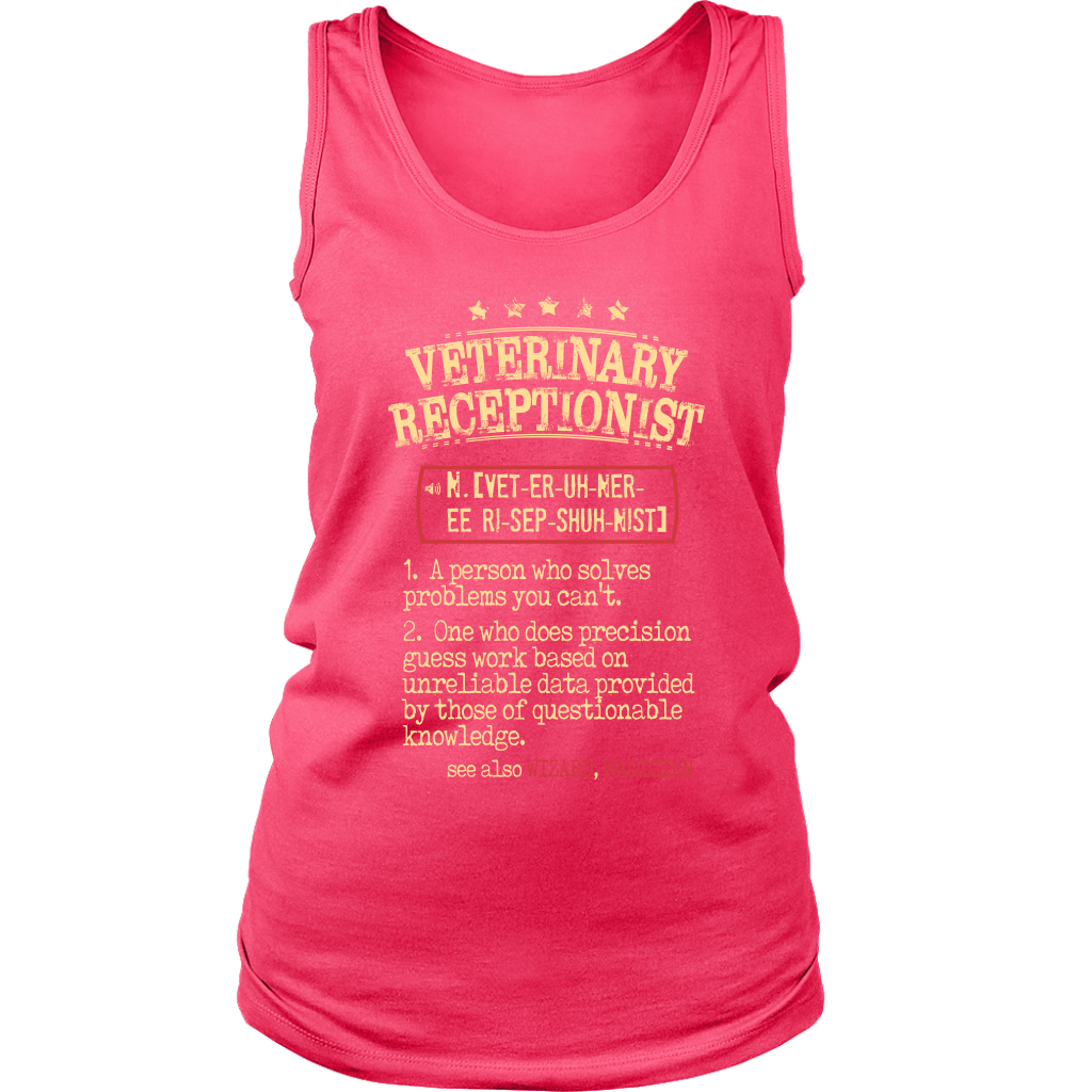 vet receptionist, Womans tank top, Racerback, Mens Tank top, Profession, Colleague gift, Coworker present, vet receptionist Gift