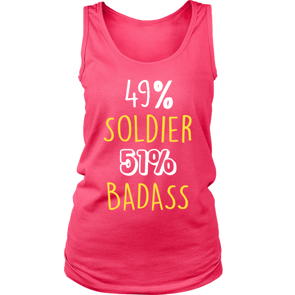 Soldier Gift,49% Soldier, Badass Woman's tank top, Racerback, Mens Tank top, Colleague gift, Profession, Summer Apparel
