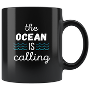 Surfing Coffee Mug Gift - The ocean is calling - Surfer gift 11oz Blacк