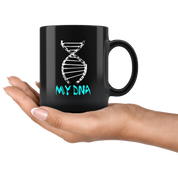 Bicycle DNA Gift, Christmas, Birthday Present, Cycling Black Mug