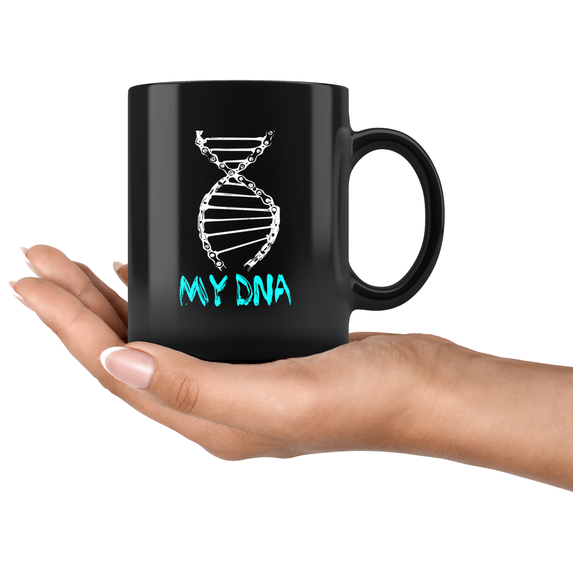 Bicycle DNA Gift, Christmas, Birthday Present, Cycling Black Mug