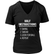 Golf Golf instructions: 1.Swing 2. Swear 3. Look for ball 4.Repeat Gift, Woman's tee, Unisex T-shirt, V-neck, Summer Apparel