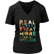 Vet Nurse Real nurses treat more than one species Gift, Woman's tee, Unisex T-shirt, V-neck, Summer Apparel