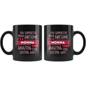 Mother's Day Gift Fun supportive proud awesome amazing cool loving happy it's a nonna thing Gift Ideas for Grandma Birthday Mug 11oz Black