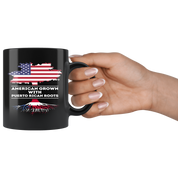 Mug Puerto Rican -American, Puerto Rican Heritage - American grown with Puerto Rican roots mug - Puerto Rican Gift (11oz) Black