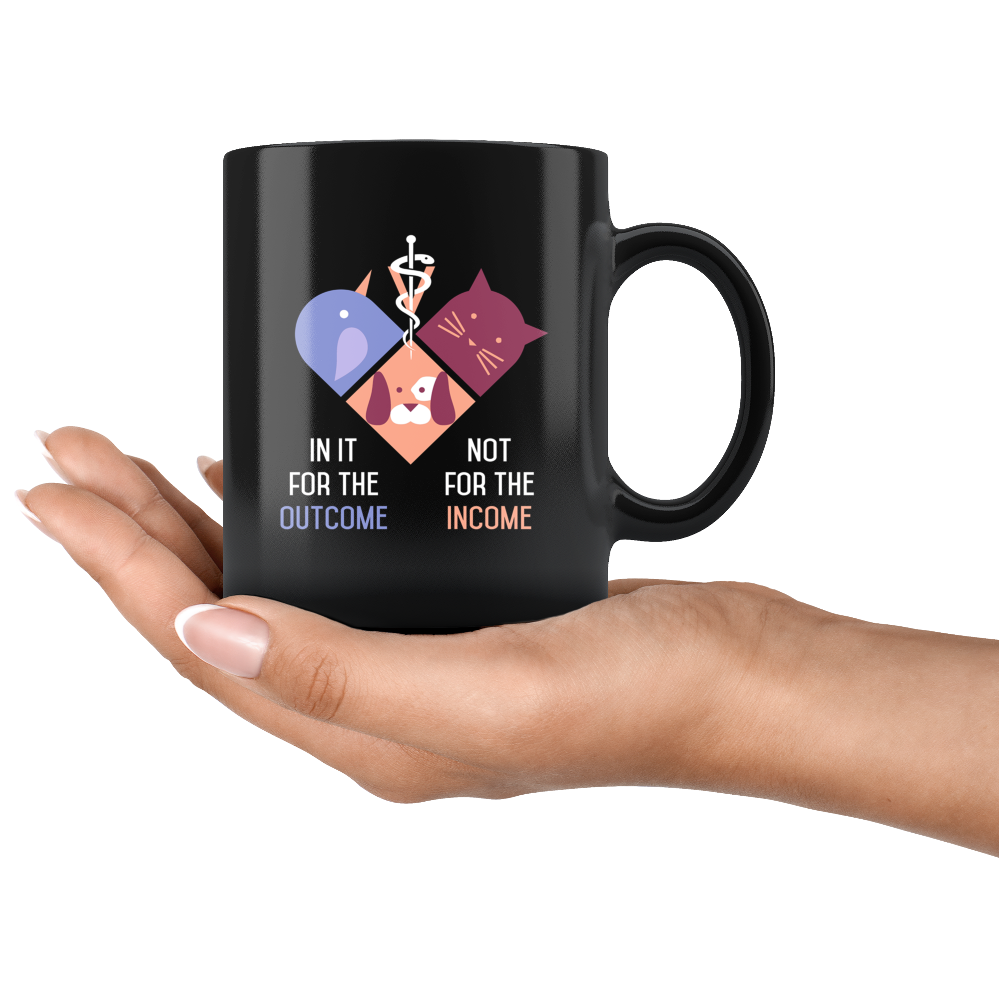 Mug Vet Tech gifts Veterinarian mug - In for the outcome not for the income mug - Vet Nurse coffee mug Veterinary coffee cup Black (11oz)