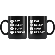 Wind Surfing - Eat Sleep Wind Surfing Repeat Gift, Christmas, Birthday Present for Wind Surfing enthusiast Black Mug