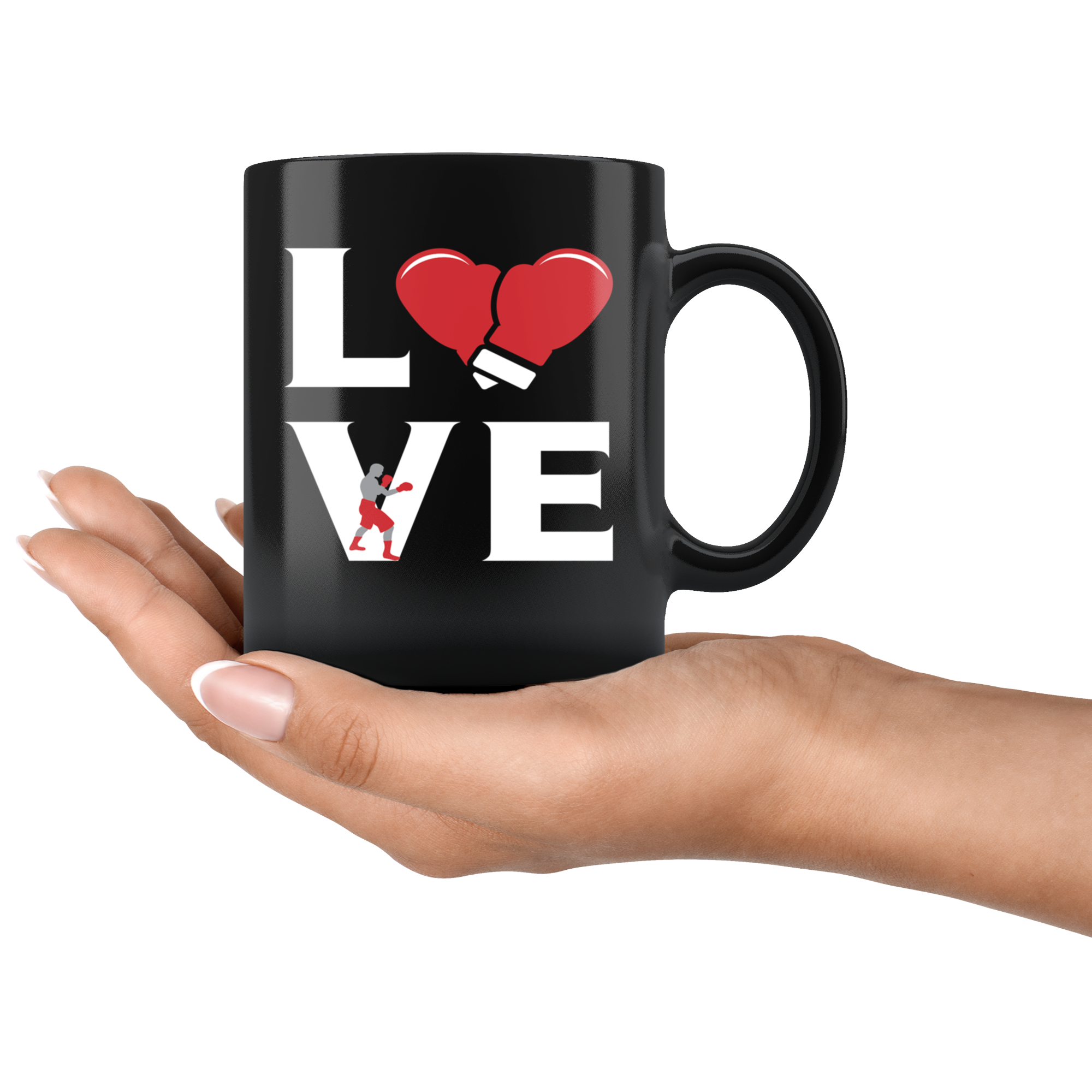 Boxing LOVE Boxing Gift, Christmas, Birthday Present for Boxing enthusiast Black Mug