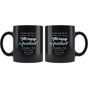 Therapy Assistant Gift, Therapist Gift-Therapy Assistant Everyone relax-Christmas Gift, Birthday Present Black Coffee Mug, Tea Cup
