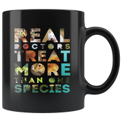 Mug Vet Tech gifts Veterinarian mug Real doctors treat more than one species mug - Vet Nurse coffee mug Veterinary coffee cup Black (11oz)
