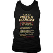 vet receptionist, Womans tank top, Racerback, Mens Tank top, Profession, Colleague gift, Coworker present, vet receptionist Gift