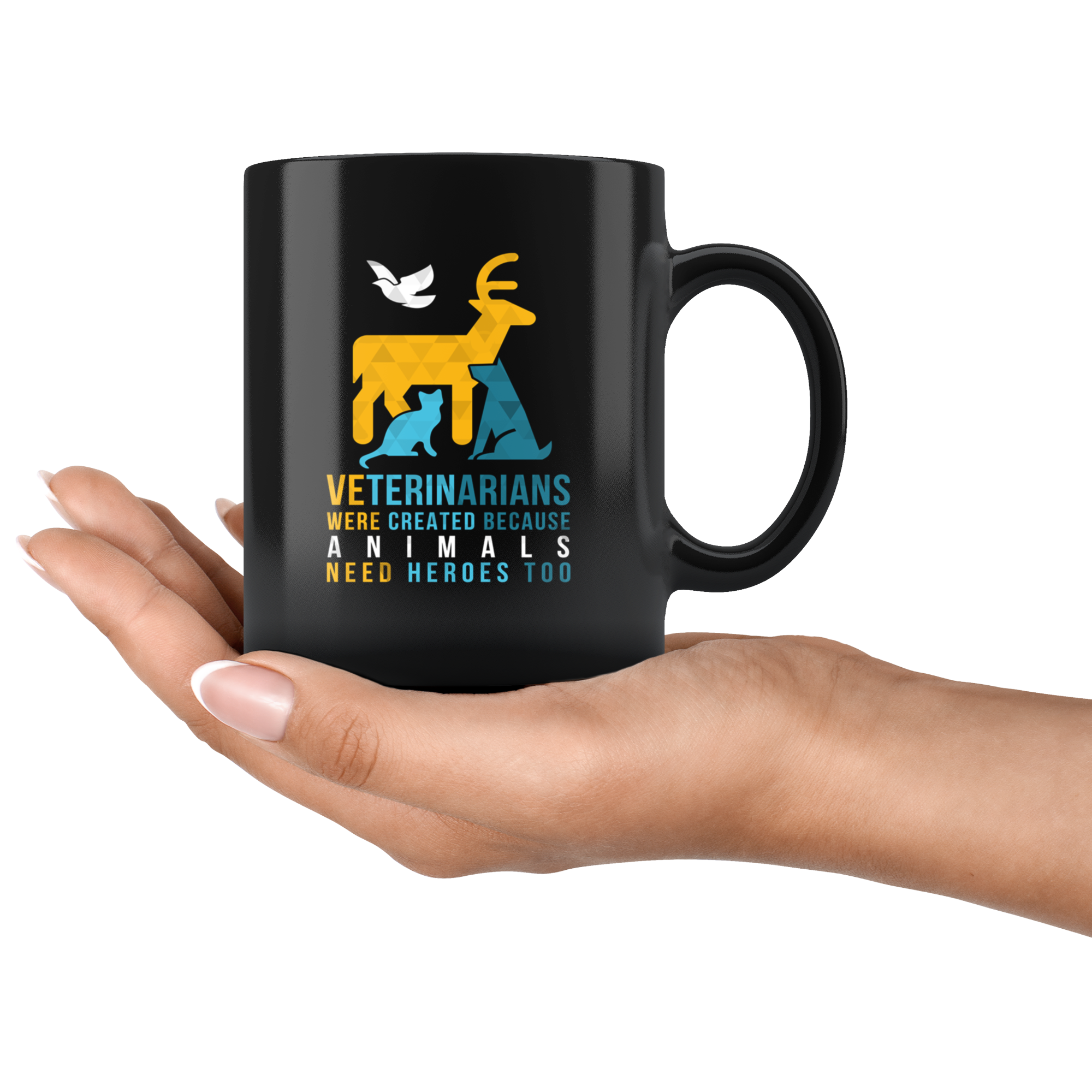 Mug Veterinarian mug - Veterinarians were created because animals need heroes too mug - coffee mug Veterinary coffee cup Black (11oz)