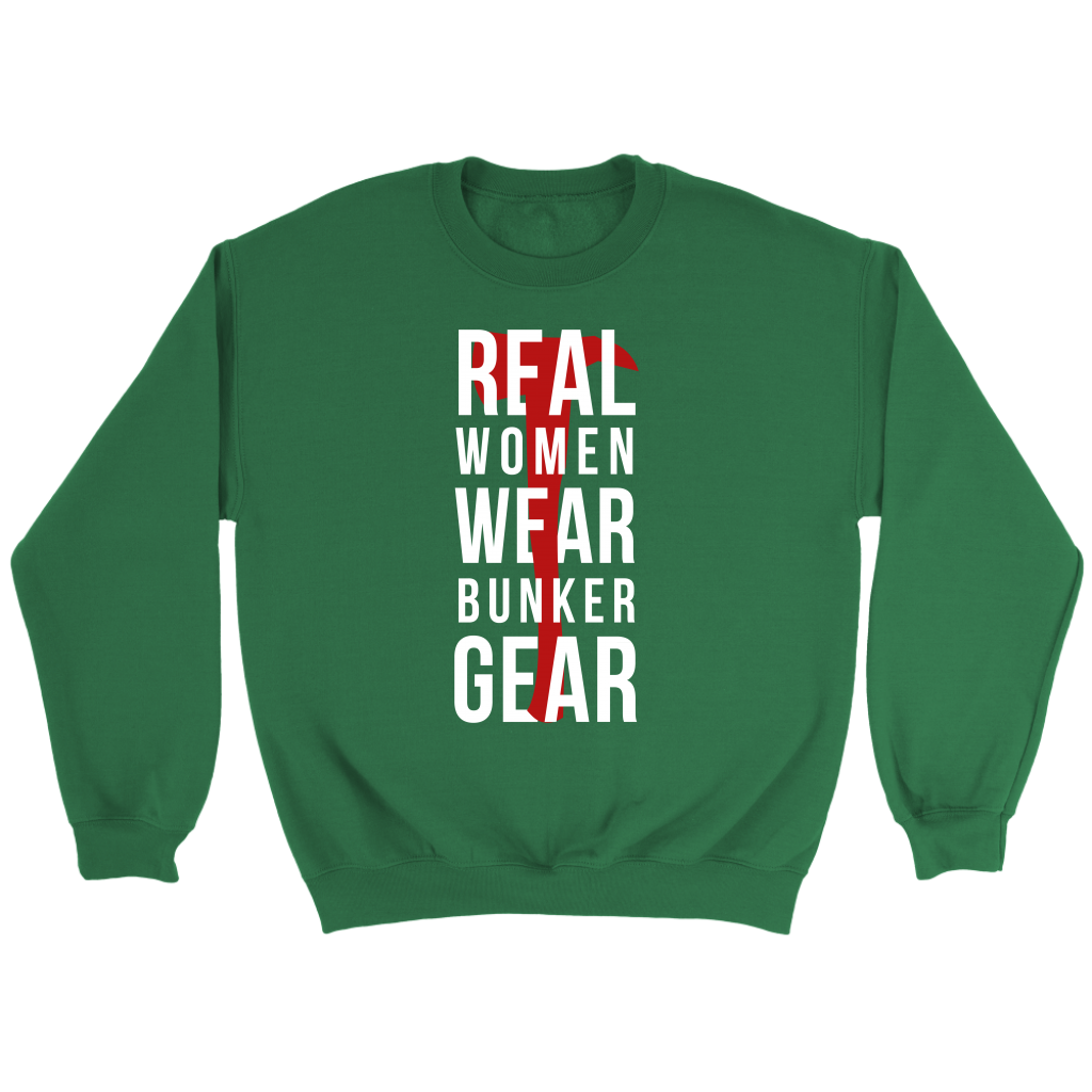 Firefighter Real Women wear Bunker Gear Gift, Unisex Longsleeve, Crewneck sweatshirt