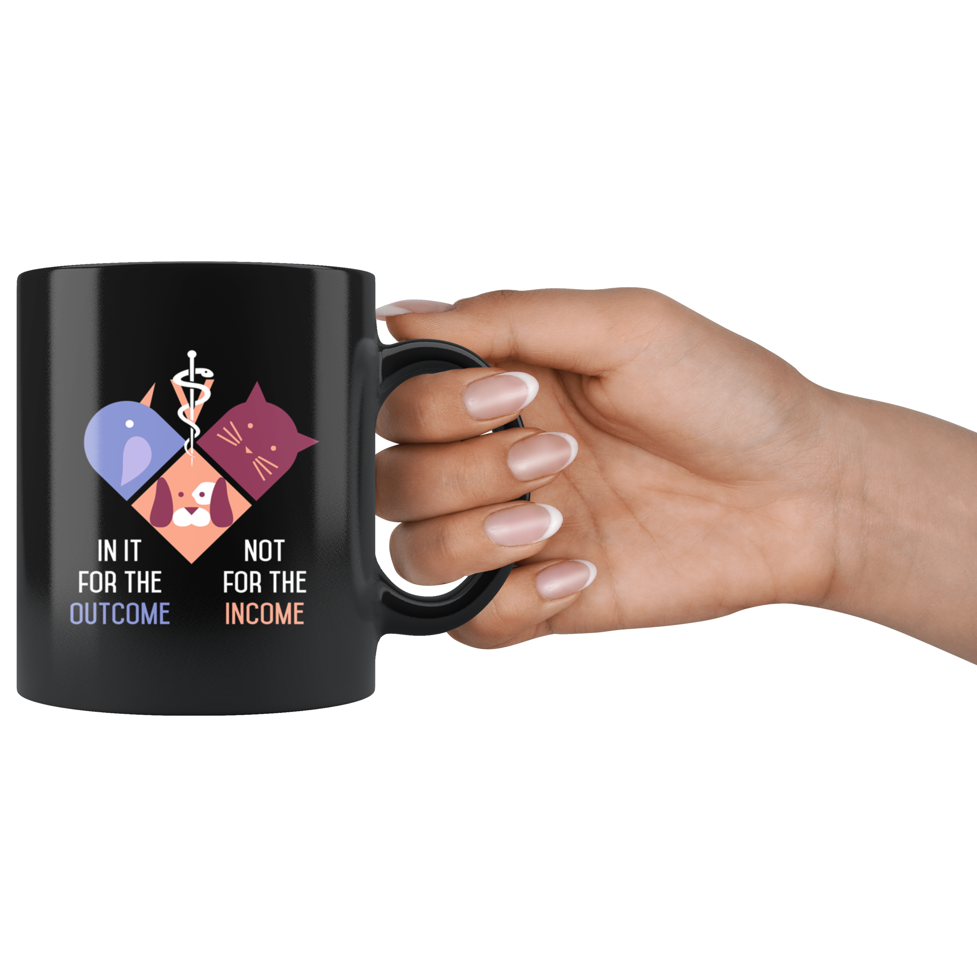 Mug Vet Tech gifts Veterinarian mug - In for the outcome not for the income mug - Vet Nurse coffee mug Veterinary coffee cup Black (11oz)