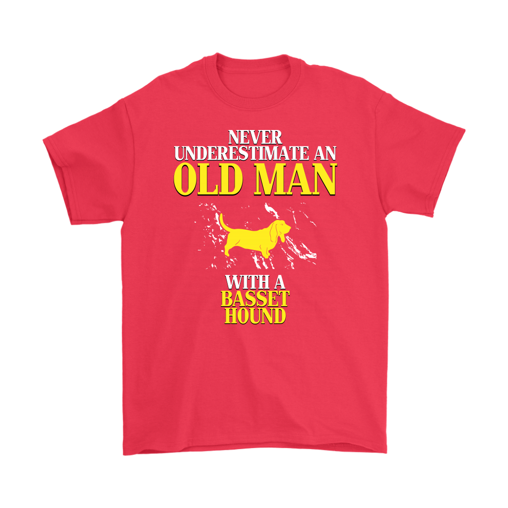 Basset hound Gift, Never underestimate an old man with a Basset hound, Grandpa tee, Unisex T-shirt, Grandfather gift, Grandfather t-shirt