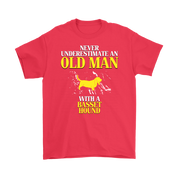 Basset hound Gift, Never underestimate an old man with a Basset hound, Grandpa tee, Unisex T-shirt, Grandfather gift, Grandfather t-shirt