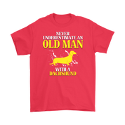 Dachshund Gift, Never underestimate an old man with a Dachshund, Grandpa tee, Unisex T-shirt, Grandfather gift, Grandfather t-shirt