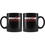 Funny Wrestling Mug - Wrestling is what men do during boys basketball season- 11 Oz Black Ceramic Mug - Unique Gift Idea