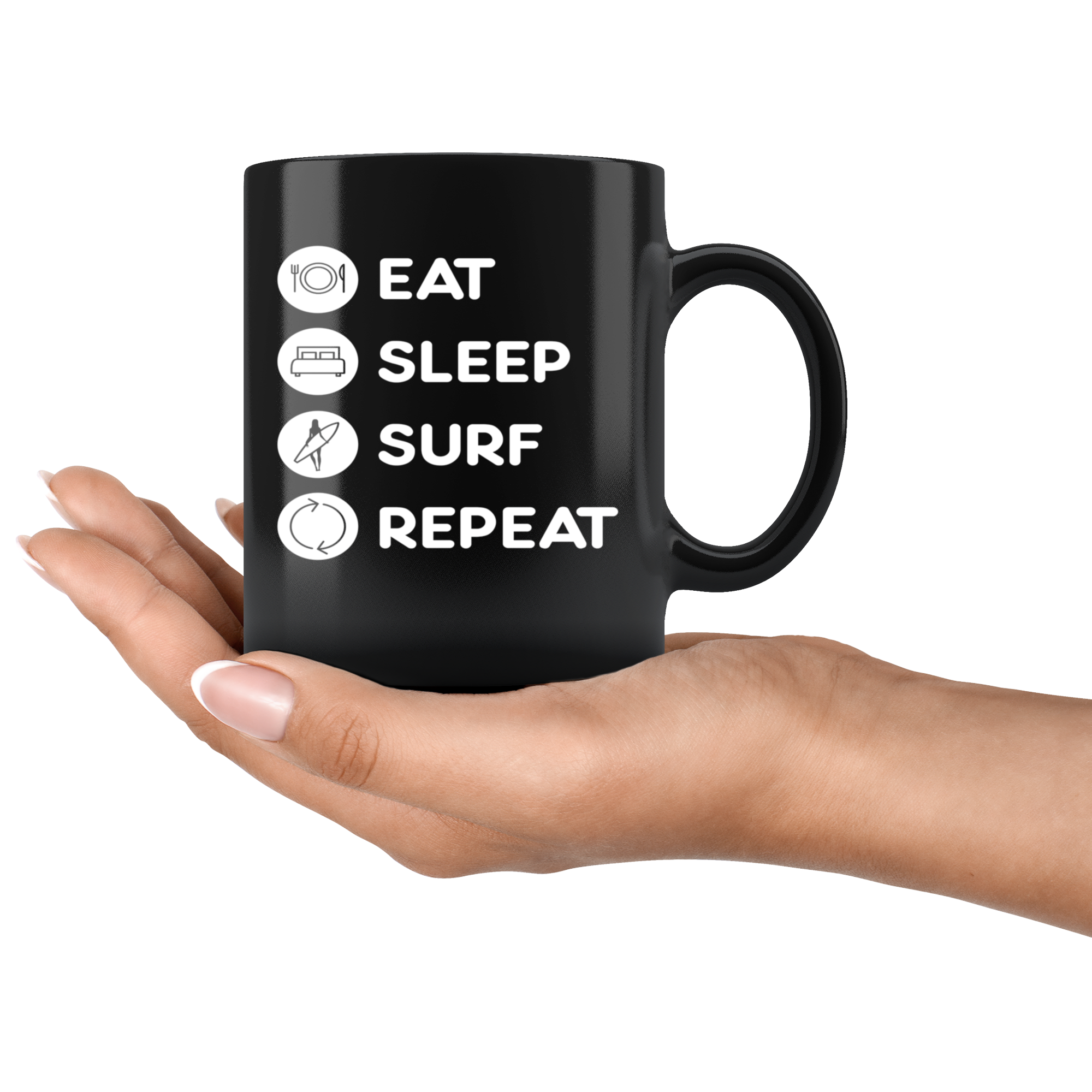 Wind Surfing - Eat Sleep Wind Surfing Repeat Gift, Christmas, Birthday Present for Wind Surfing enthusiast Black Mug