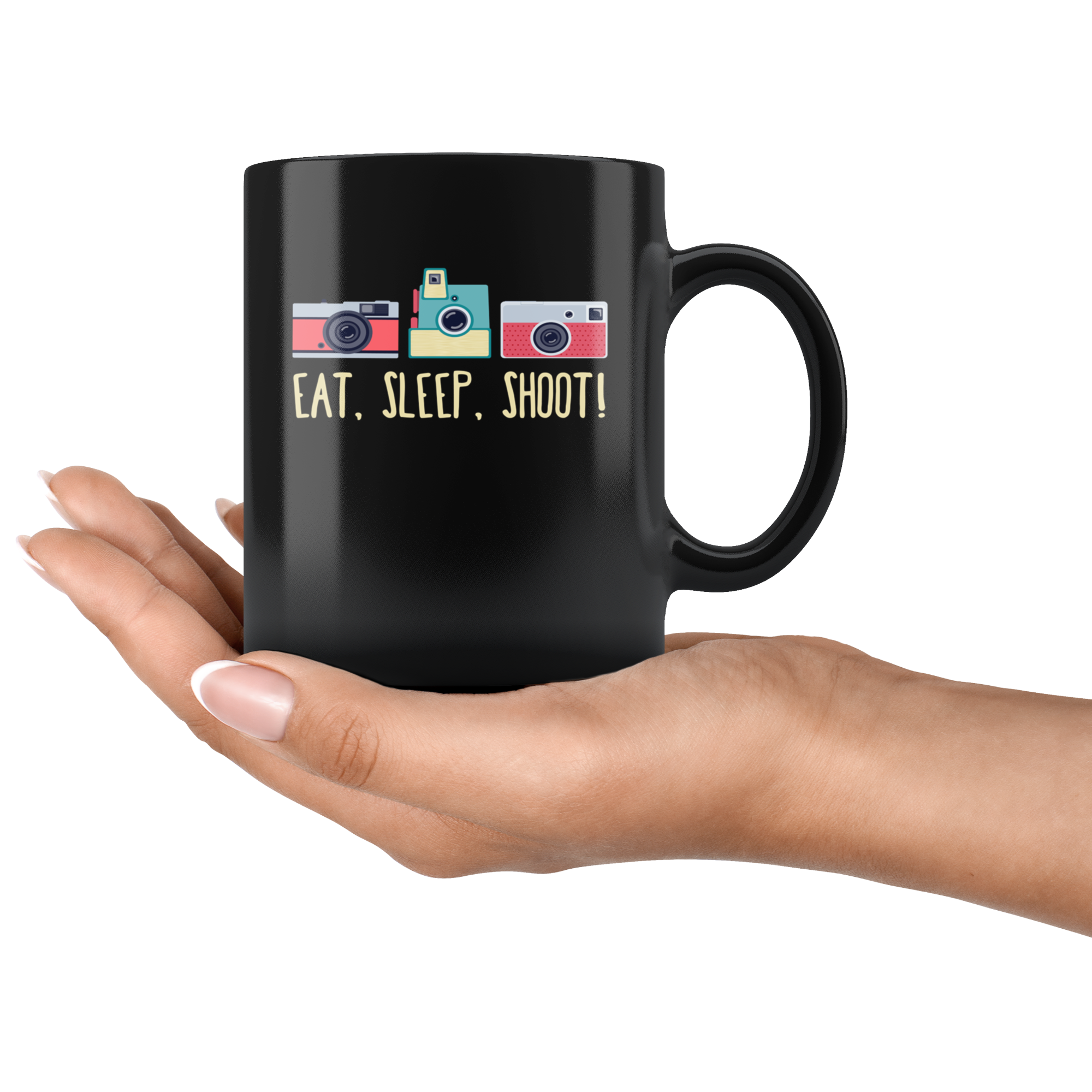 Photographers mug photographers cup - Eat, sleep, shoot! mug - photographers gifts photographer mug photography mugs (11oz) Black
