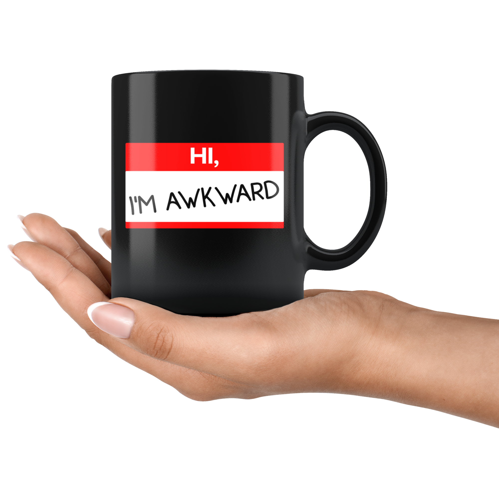 Introverts - Hi, I'm Awkward 11 oz Black Coffee Mug