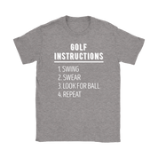 Golf Golf instructions: 1.Swing 2. Swear 3. Look for ball 4.Repeat Gift, Woman's tee, Unisex T-shirt, V-neck, Summer Apparel