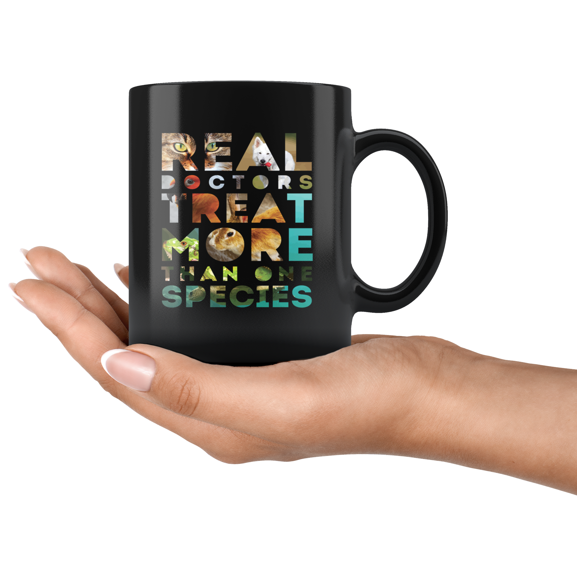 Mug Vet Tech gifts Veterinarian mug Real doctors treat more than one species mug - Vet Nurse coffee mug Veterinary coffee cup Black (11oz)