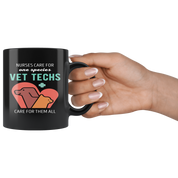 Mug Veterinary gifts Veterinarian mug - Nurses care for one species vet techs care for them all mug - Veterinary coffee cup Black (11oz)
