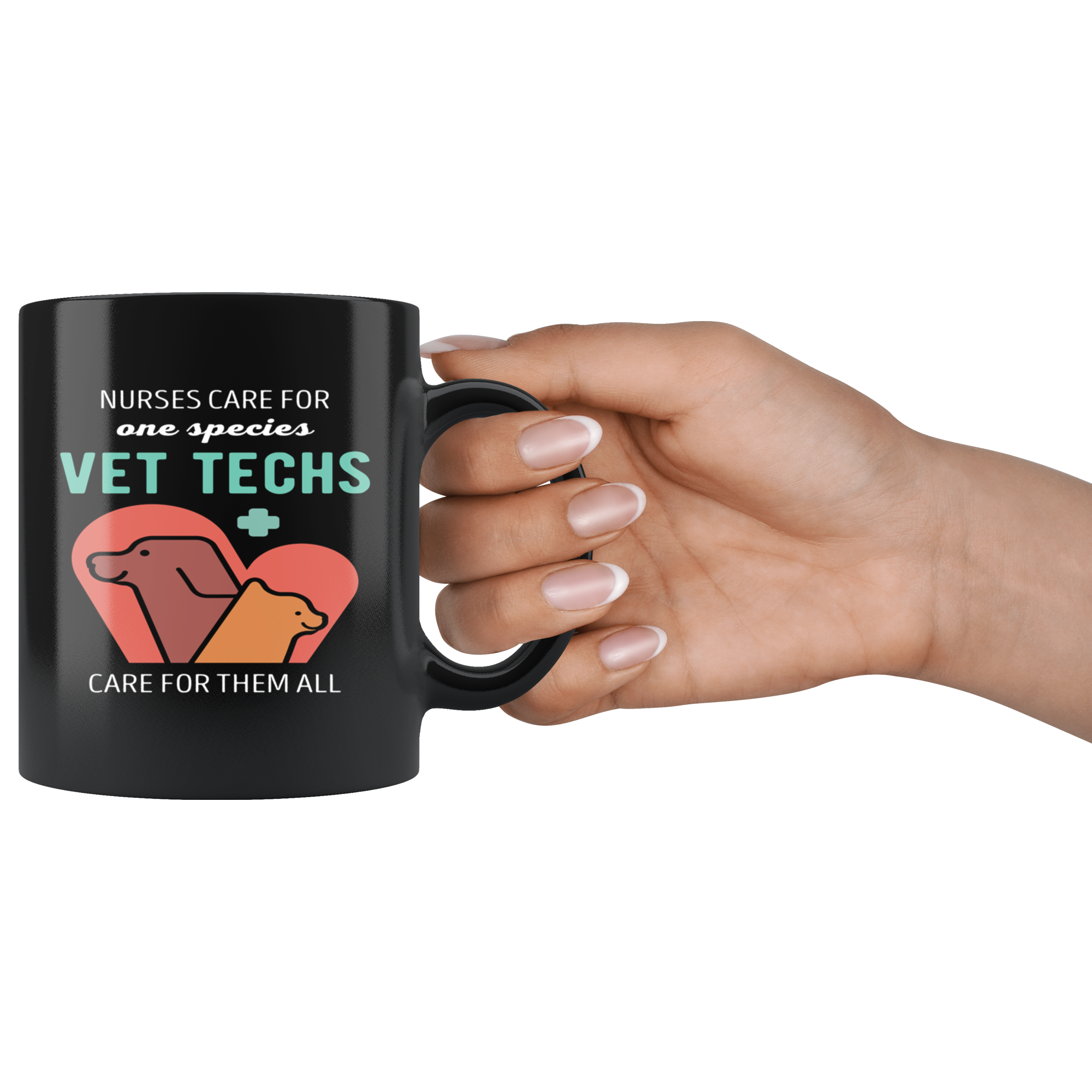 Mug Veterinary gifts Veterinarian mug - Nurses care for one species vet techs care for them all mug - Veterinary coffee cup Black (11oz)