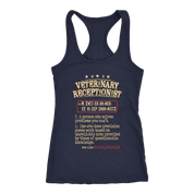 vet receptionist, Womans tank top, Racerback, Mens Tank top, Profession, Colleague gift, Coworker present, vet receptionist Gift