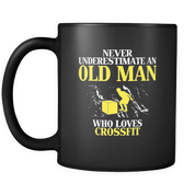 Never underestimate an old man who loves crossfit Black Mug