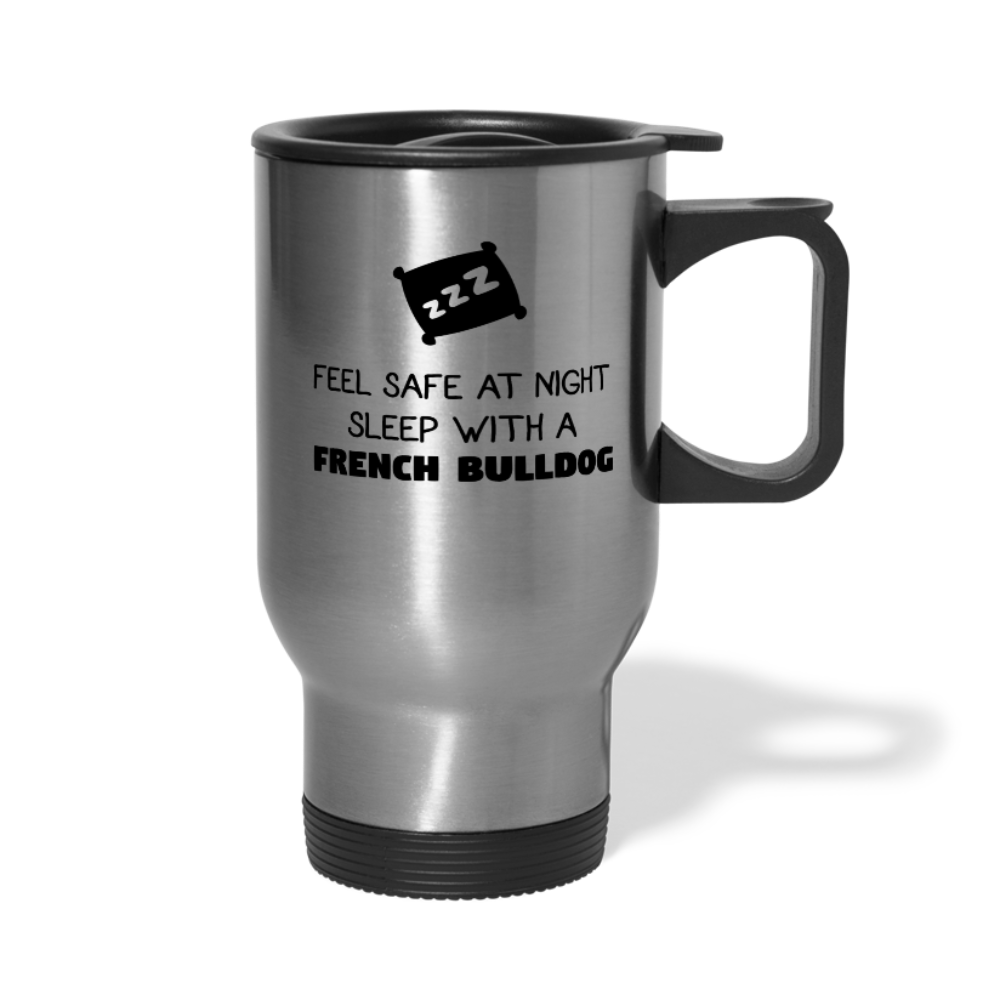 [SPOD] Feel Safe With A French Bulldog, 14oz Stainless Steel Coffee Mug, French Bulldog Gift Personalized mug - silver
