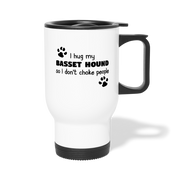 [SPOD] I Hug My Basset hound, 14oz Stainless Steel Coffee Mug, Basset hound Gift Personalized mug - white