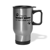 [SPOD] I Hug My Basset hound, 14oz Stainless Steel Coffee Mug, Basset hound Gift Personalized mug - silver