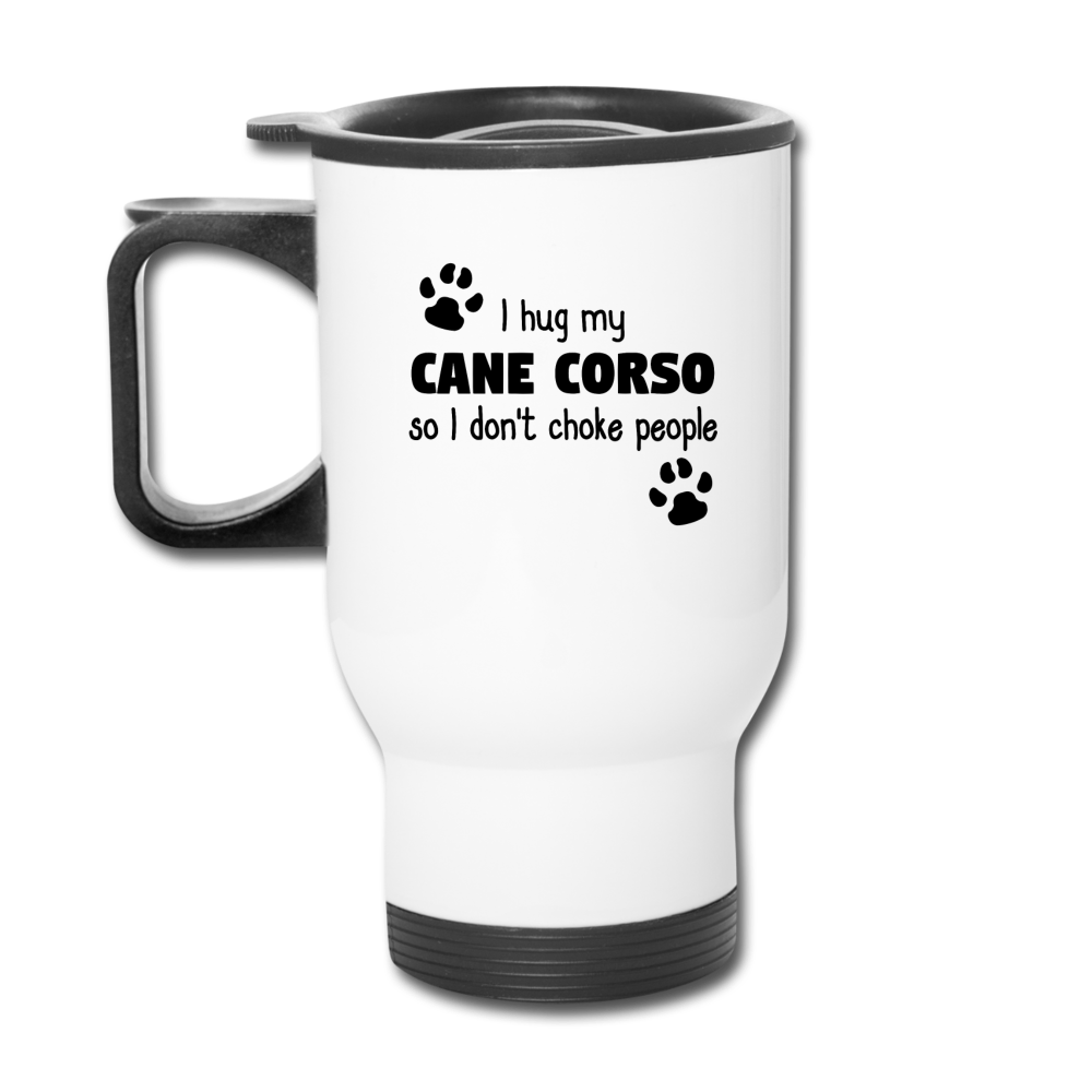 [SPOD] I Hug My Cane Corso, 14oz Stainless Steel Coffee Mug, Cane Corso Gift Personalized mug - white