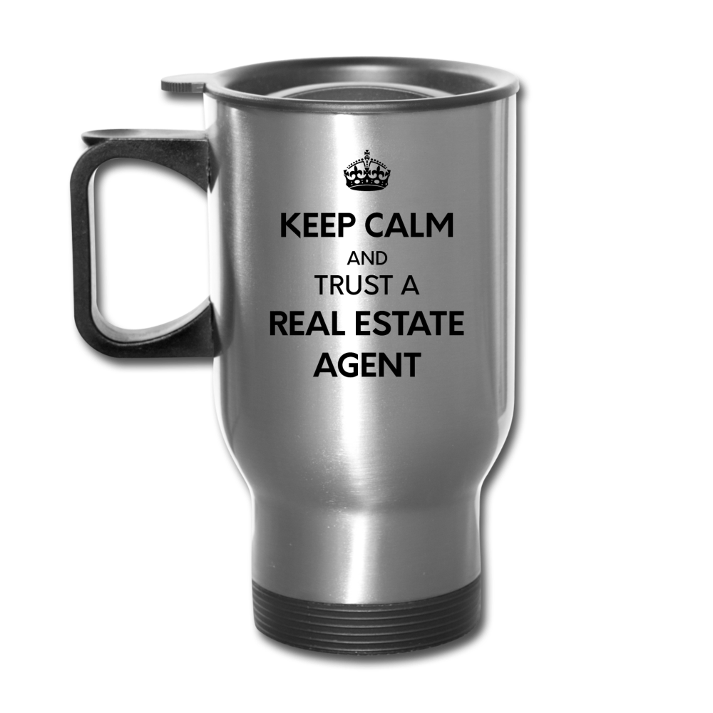 [SPOD] Keep Calm , 14oz Stainless Steel Coffee Mug, Real Estate Gift Personalized mug - silver