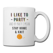[SPOD] I like to party - stay home & Knit /Tea Mug - white