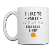 [SPOD] I like to party - stay home & Knit /Tea Mug - white